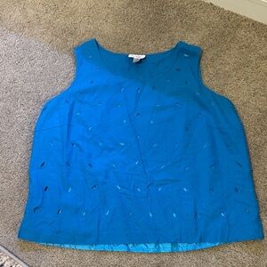 Sleeveless Eyelet Tank Top in Bright Teal
